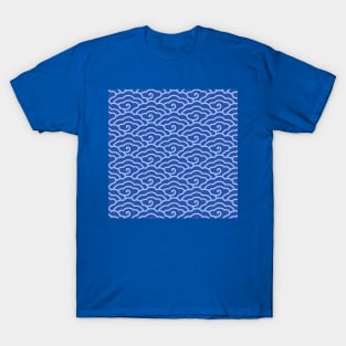 Traditional Chinese Cloud Pattern- Hong Kong Retro Print Blue T-Shirt